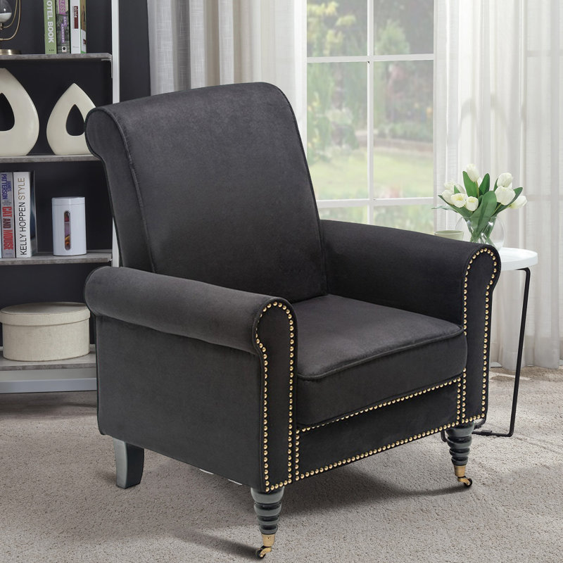 House of Hampton® Black Suede Accent Chair | Wayfair.ca